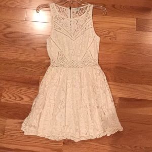 Cream, lace day dress with zipper detail